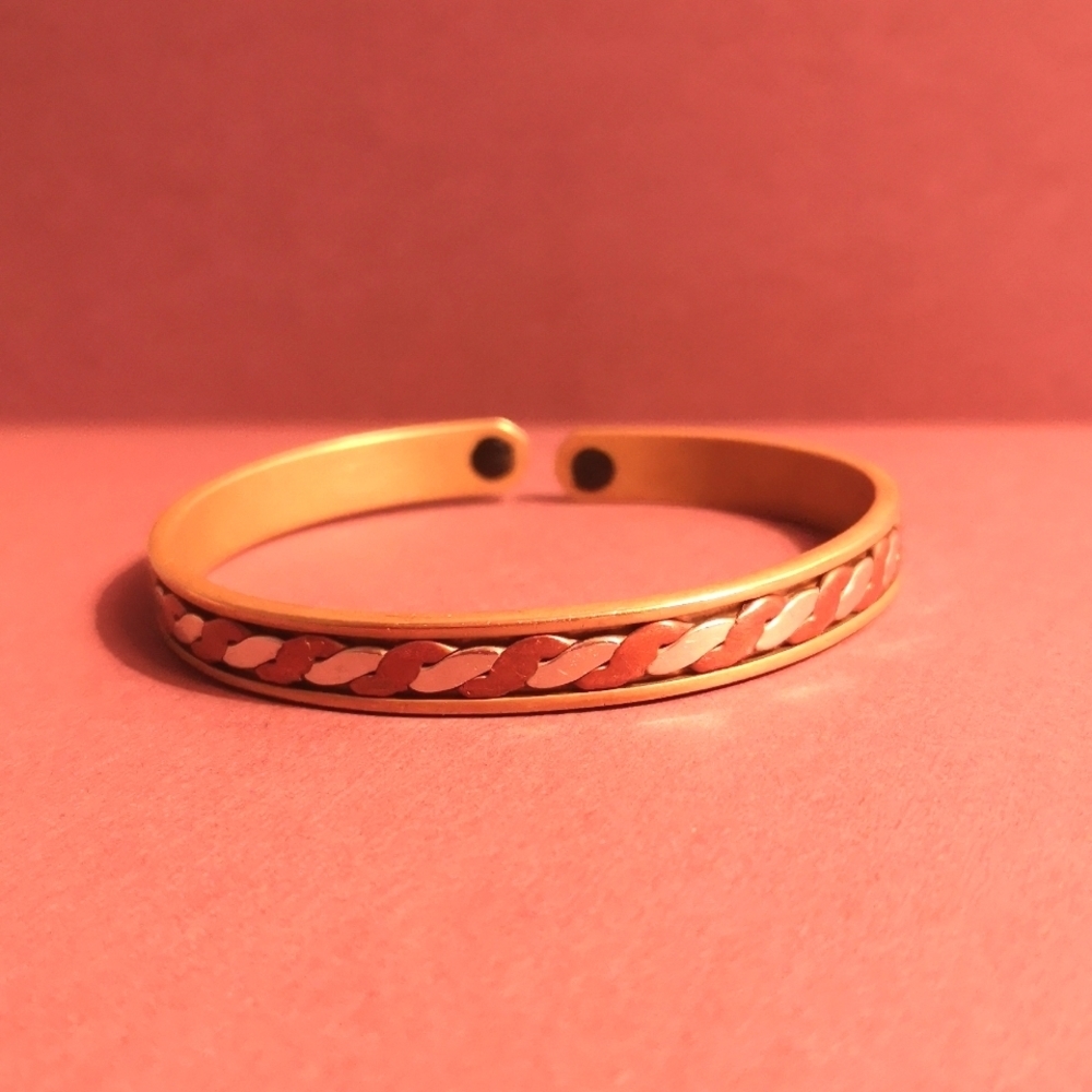 Vintage pure copper magnetic cuff bracelet